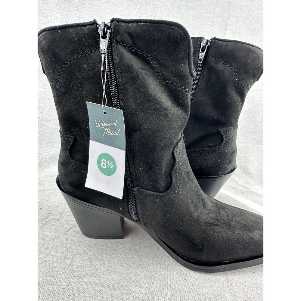 Universal Thread Womens Black Faux Suede Western Pointed Toe Ankle Boots 8.5 NEW - Picture 5 of 6